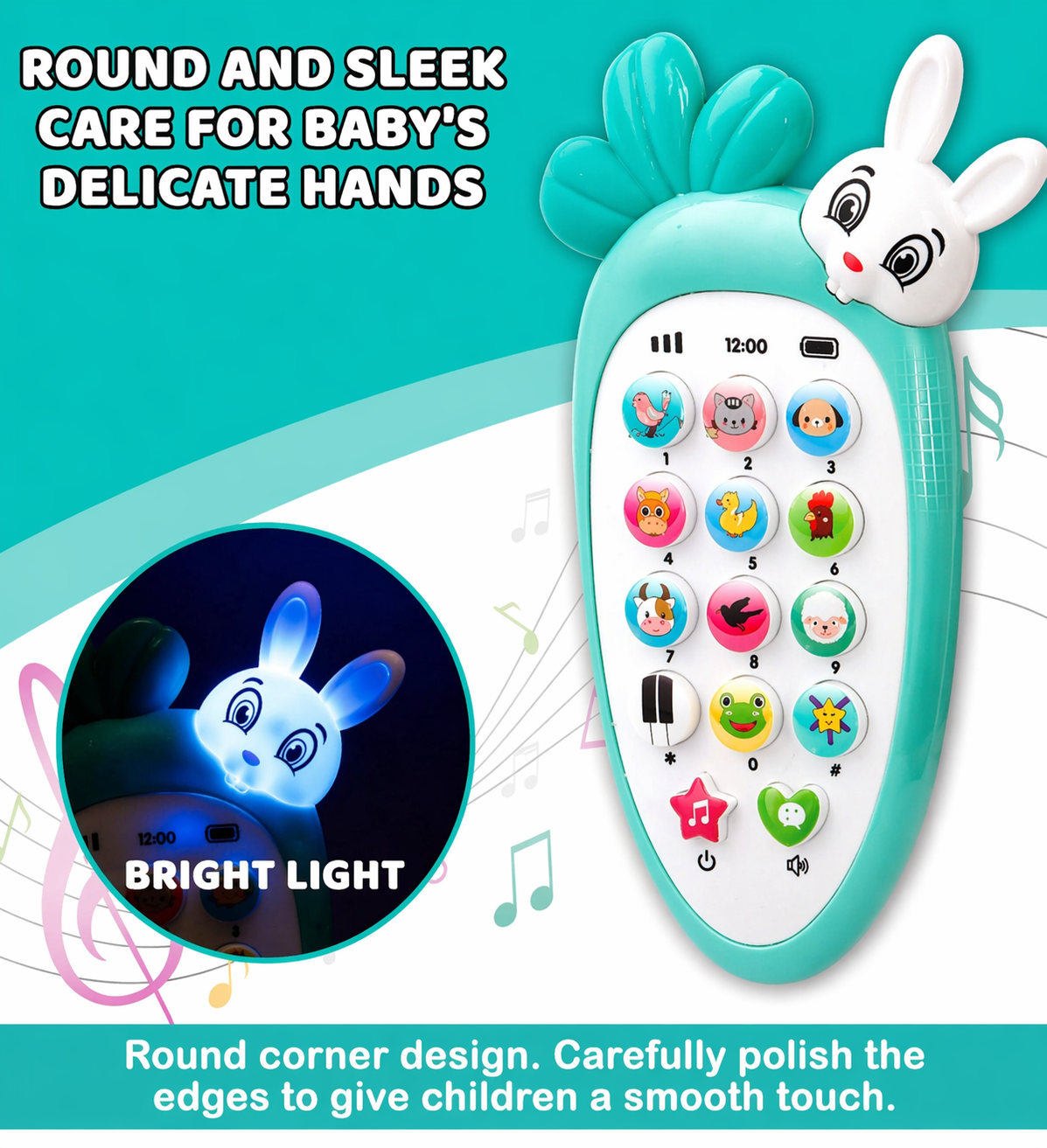 Musical Toy Phone for Kids 🐰🎵 | Interactive Sound & Learning Phone (2–4 Years)