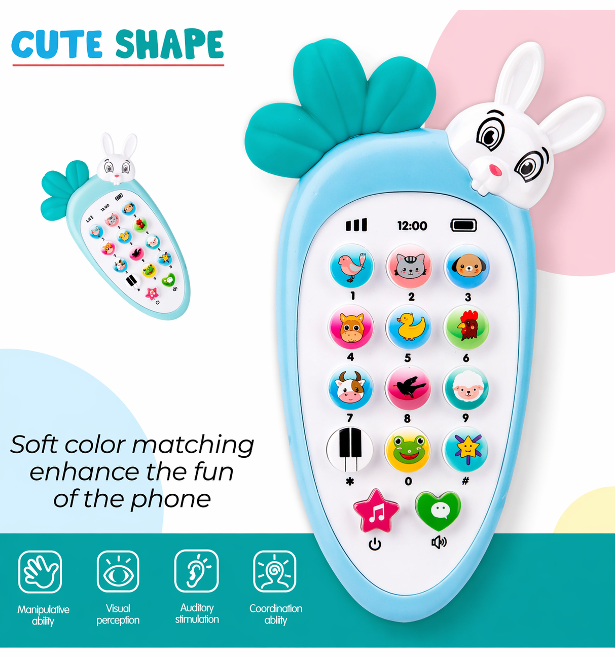 Musical Toy Phone for Kids 🐰🎵 | Interactive Sound & Learning Phone (2–4 Years)